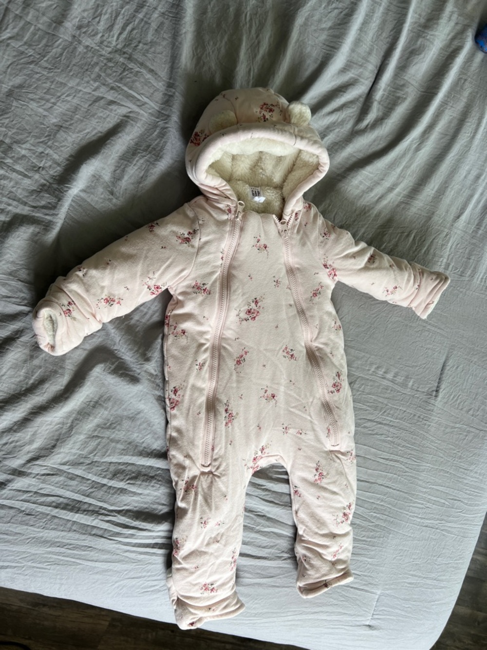 GAP Pink Floral Fleece-Lined One-Piece Footie